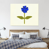 Daisy Ocean Blue Canvas afdrukken (Insitu (Slaapkamer))