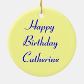 Daisy Ocean Blue Custom Birthday Keramisch Ornament (Achterkant)