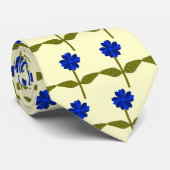 Daisy Ocean Blue Floral Stropdas (Opgerold)