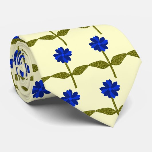 Daisy Ocean Blue Floral Stropdas (Opgerold)