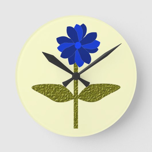 Daisy Ocean Blue Wall Clock Ronde Klok (Voorkant)