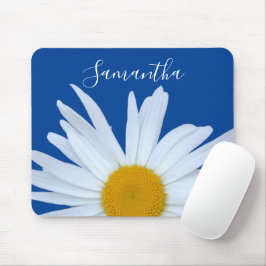 Daisy Ocean Blue White script Muismat