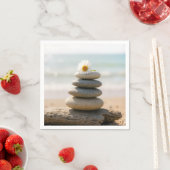 Daisy on a Stone Beach Cairn With Driftwood Servet (Insitu)