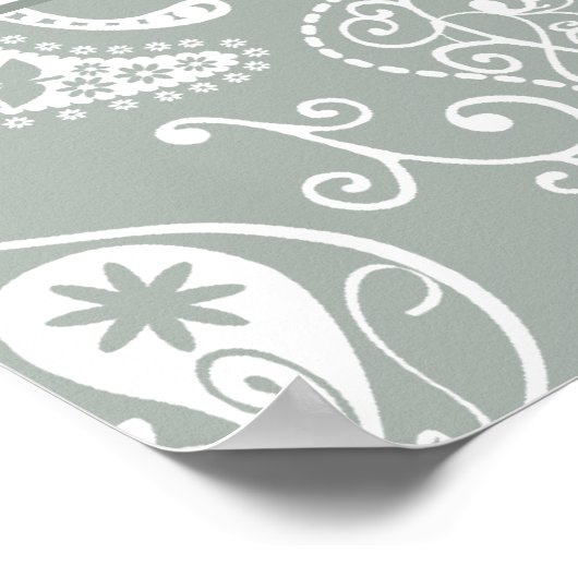 Daisy on Ash Gray, Grey Paisley Poster (Hoek)