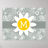 Daisy on Ash Gray, Grey Paisley Poster (Voorkant)
