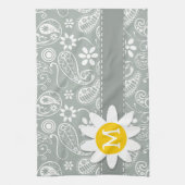 Daisy on Ash Gray, Grey Paisley Theedoek (Verticaal)