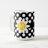 Daisy on Black and White Polka Dots Koffiemok (Voorkant links)