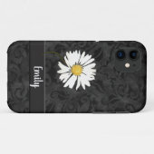 Daisy on Black Damask Hoesje-Mate iPhone Case (Achterkant (horizontaal))