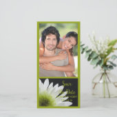 Daisy on Black Wedding Save the Date Photo Card (Staand voorkant)