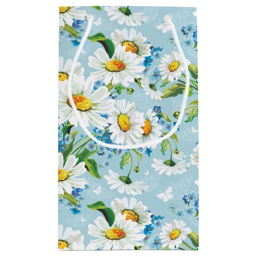Daisy on Blue Gift Bag Klein Cadeauzakje (Achterkant)