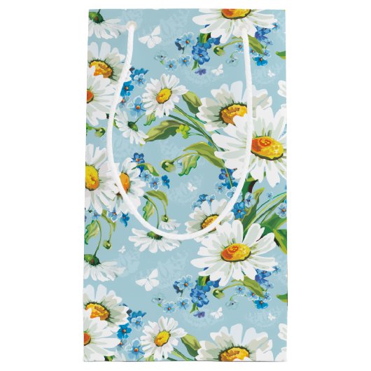 Daisy on Blue Gift Bag Klein Cadeauzakje (Voorkant)