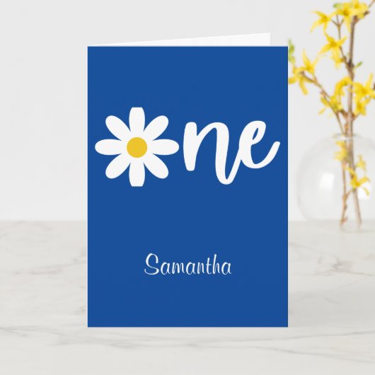 Daisy One 1e Verjaardag Kaart (Gele Bloem)