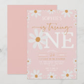 Daisy One Floral Boho 1st Birthday Kaart (Voorkant / Achterkant)