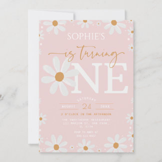 Daisy One Floral Boho 1st Birthday Kaart