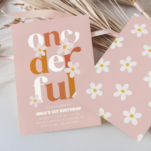 Daisy Onederful Modern Boho 1e verjaardag Kaart