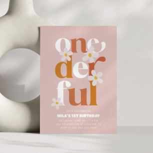 Daisy Onederful Modern Boho 1e verjaardag Kaart