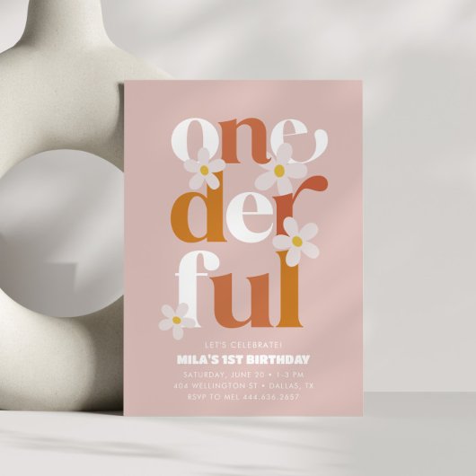 Daisy Onederful Modern Boho 1e verjaardag Kaart