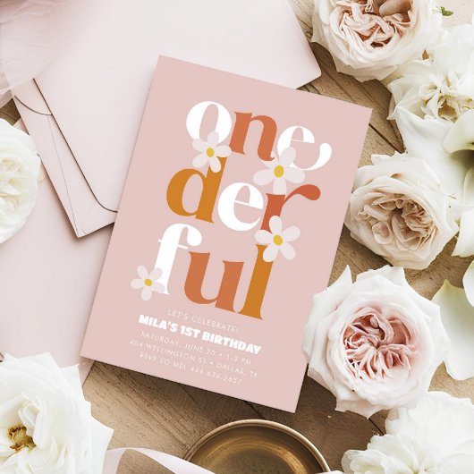 Daisy Onederful Modern Boho 1e verjaardag Kaart