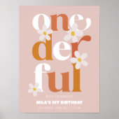 Daisy Onederful Modern Boho 1e verjaardag Poster (Voorkant)