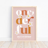 Daisy Onederful Modern Boho 1e verjaardag Poster