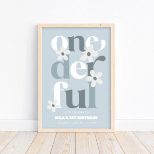 Daisy Onederful Modern Boho 1e Verjaardag Poster