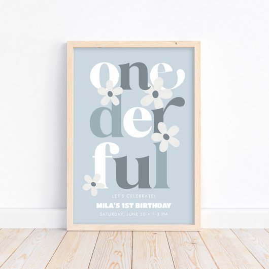 Daisy Onederful Modern Boho 1e Verjaardag Poster