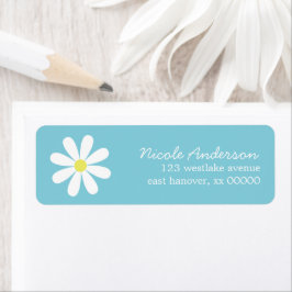 Daisy op blauw etiket