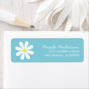 Daisy op blauw etiket