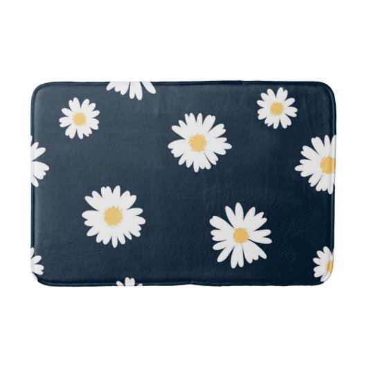 Daisy op blauw patroon badmat (Voorkant)