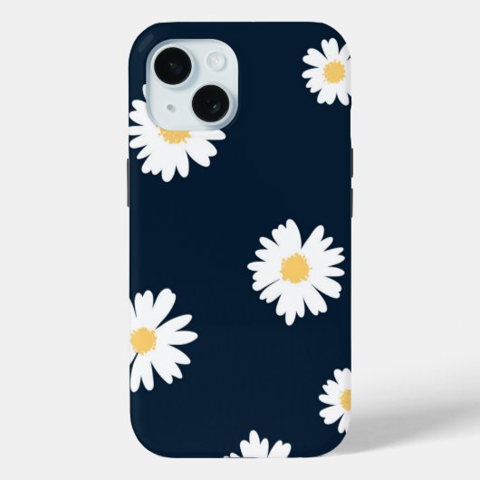 Daisy op blauw patroon Case-Mate iPhone case (Achterkant)