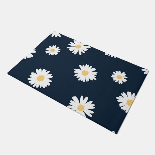 Daisy op blauw patroon deurmat (Schuin)