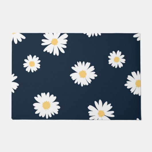 Daisy op blauw patroon deurmat (Voorkant)