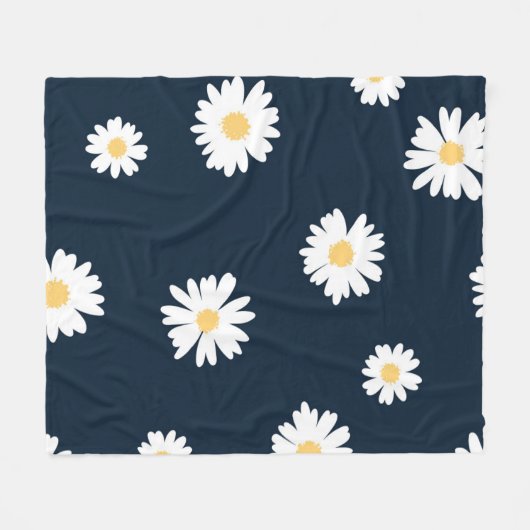 Daisy op blauw patroon fleece deken (Voorkant (Horizontaal))