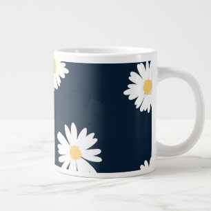 Daisy op blauw patroon grote koffiekop