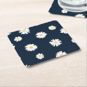 Daisy op blauw patroon kartonnen onderzetters (Schuin)