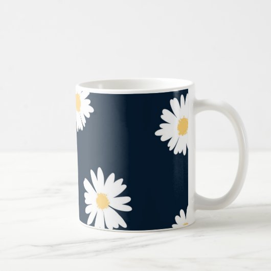 Daisy op blauw patroon koffiemok (Rechts)