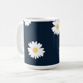 Daisy op blauw patroon koffiemok (Voorkant links)
