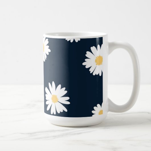 Daisy op blauw patroon koffiemok (Rechts)