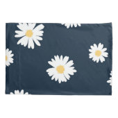 Daisy op blauw patroon kussensloop (Achterkant-Links)