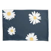 Daisy op blauw patroon kussensloop (Voorkant-Links)