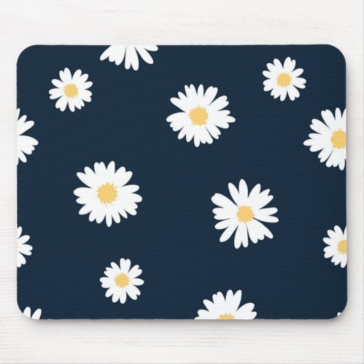 Daisy op blauw patroon muismat (Voorkant)