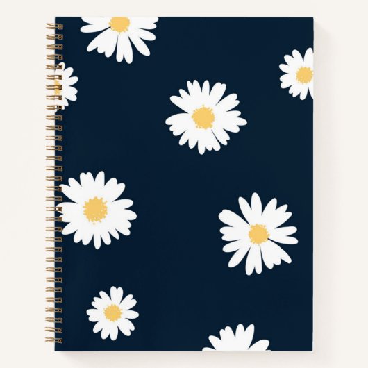 Daisy op blauw patroon notitieboek (Voorkant)