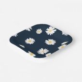 Daisy op blauw patroon papieren bordje (Gebogen)