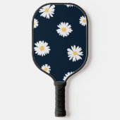 Daisy op blauw patroon pickleball paddle (Voorkant)
