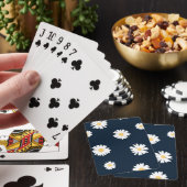 Daisy op blauw patroon pokerkaarten (Insitu)