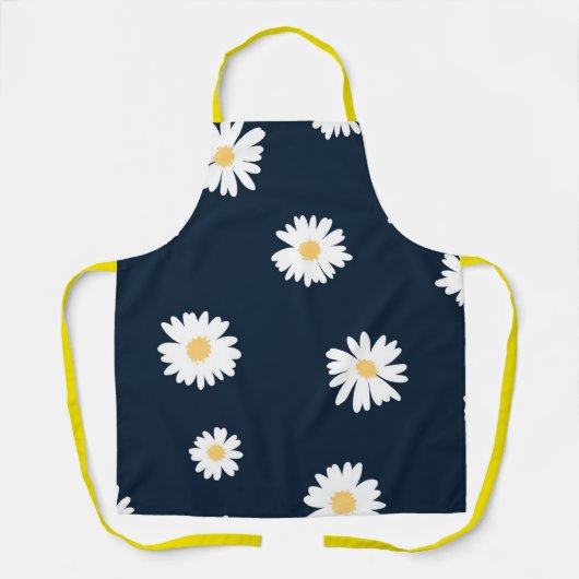 Daisy op blauw patroon schort (Voorkant)