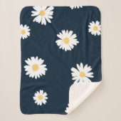 Daisy op blauw patroon sherpa deken (Voorkant)