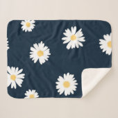 Daisy op blauw patroon sherpa deken (Voorkant (horizontaal))