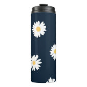 Daisy op blauw patroon thermosbeker (Voorkant)