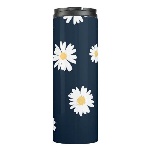 Daisy op blauw patroon thermosbeker (Achterkant)